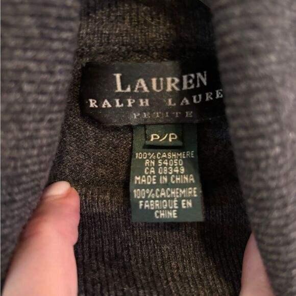 Lauren Ralph Lauren Cashmere Charcoal Turtleneck Sweater - Picture 3 of 5